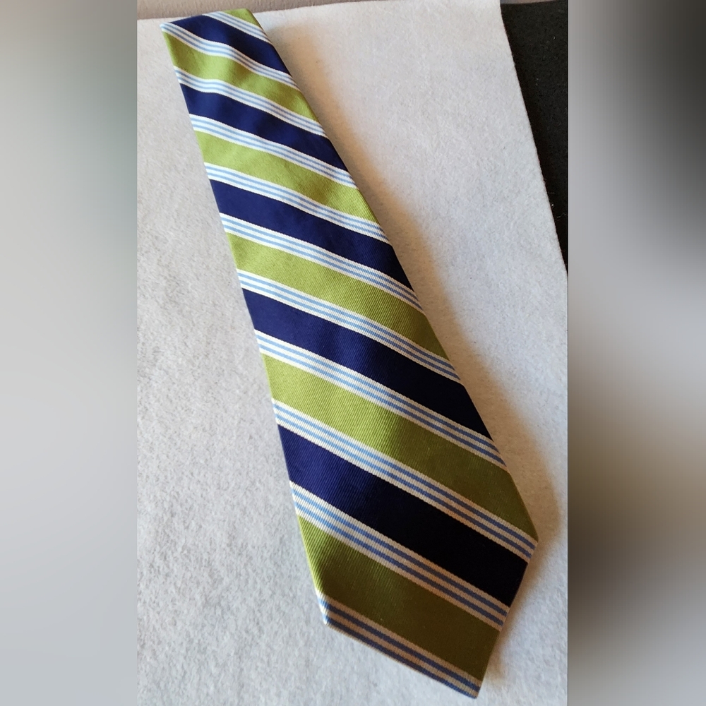 Brooks Brothers Green & Blue Diagonal Striped Tie 100% Silk England/USA NMC!